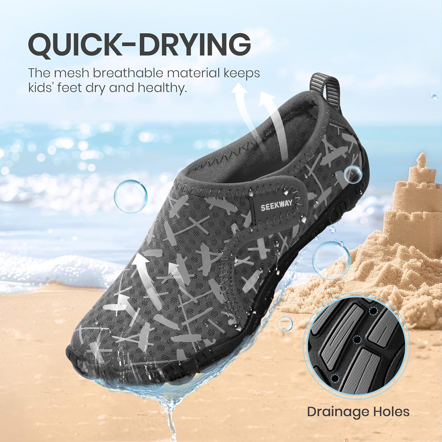 SEEKWAY Barefoot Water Shoes for Kids - Quick-Dry Non-Slip Sand Shoes for Hiking & Swimming | Toddler Sizes
