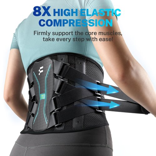 Fitomo Back Brace for Women Men, Reinforced 3D Lumbar Support Pad, 4 Carbon Fiber Splints, Ultra-thin Air Mesh, Wear for Under Clothes, for Lower Back Pain Relief, Sciatica, Posture, Lifting, Size L