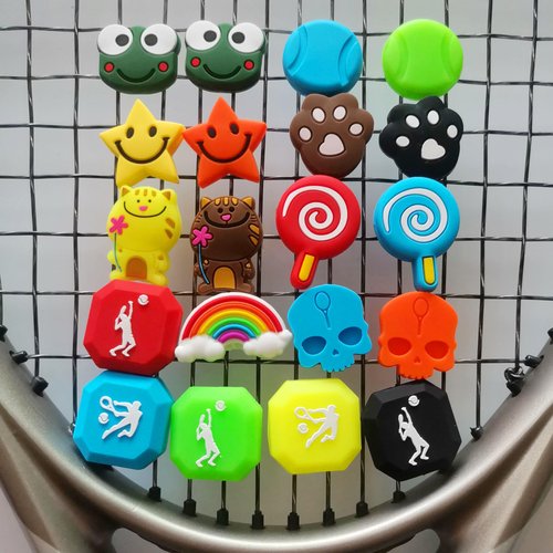 Tennis Dampener Cute/Funny 20 Pack Assorted Tennis Racket Vibration Dampener Soft Silicone Tennis Racquet Shock Absorbing Tennis Damper Tennis Racket Shock Absorber