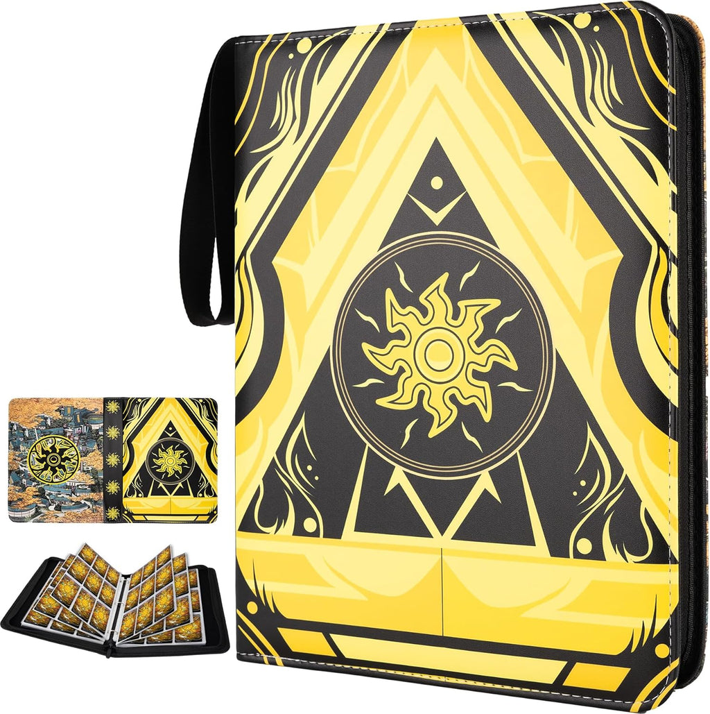 Skiennix 9 Pocket Card Binder - Premium Collector Book for MTG/YGO/PTCG | Holds 900 Cards (Yellow)