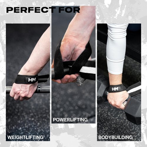 Weightlifting House Weight Lifting Straps. Wrist Straps for Olympic Weight Lifting, Snatch, Pulls and Deadlifts for both Men and Women (White)