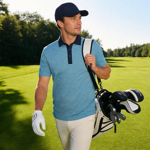 M MAELREG Polo Shirts for Men - Moisture-Wicking Dry Fit Performance Golf Shirt | Short Sleeve Striped Design