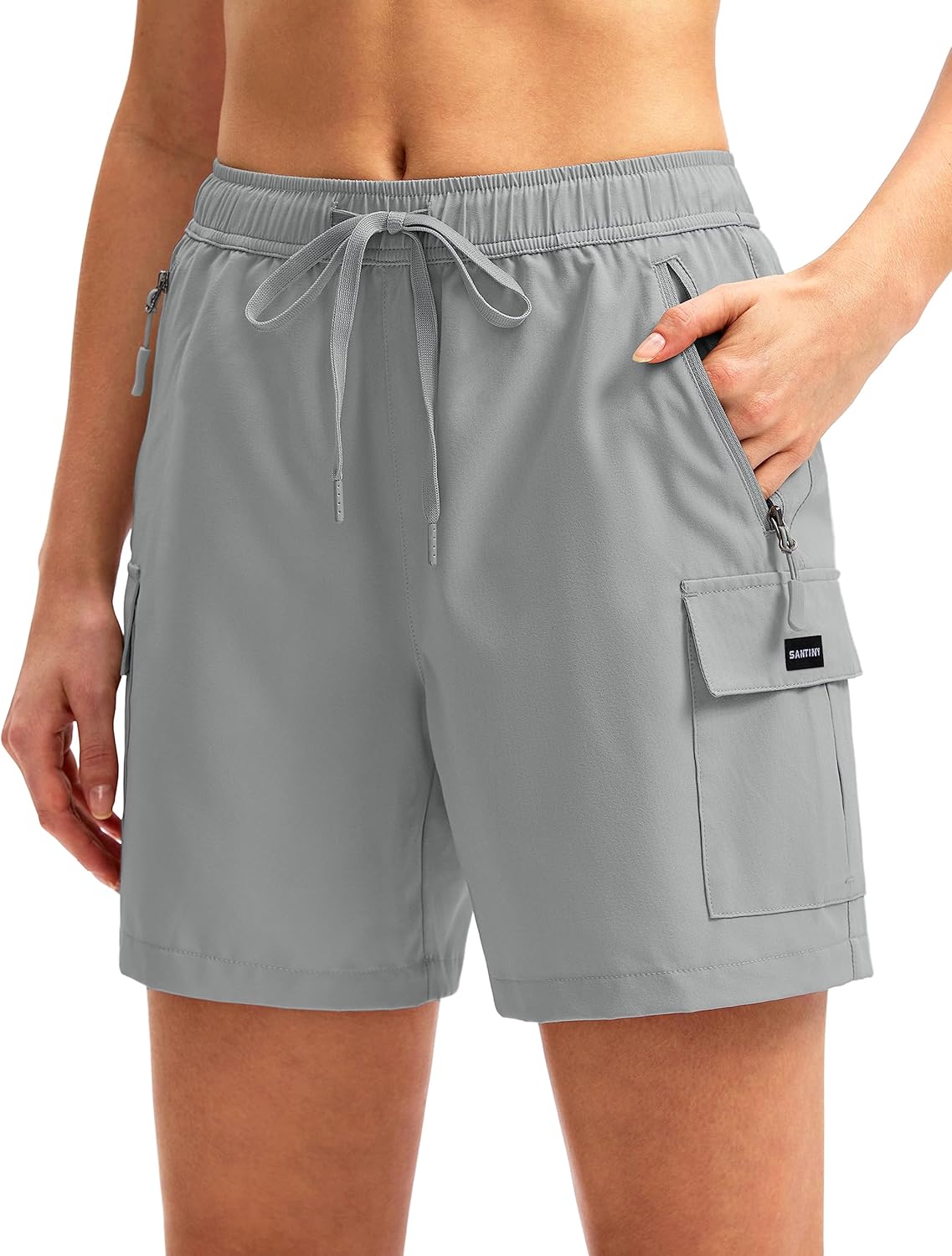 SANTINY Women's 5''/ 7''/9'' Hiking Cargo Shorts Quick Dry Lightweight Summer Shorts for Women Athletic Golf Zipper Pockets