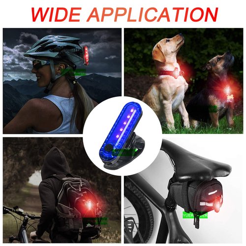 2 Pack USB Rechargeable LED Bike Tail Light Bicycle Rear Cycling Night Essential Reflector Seat Back Safety Lamp 4 Modes Waterproof Bright Warning Flash MTB Light for Men Women Kids (Blue)