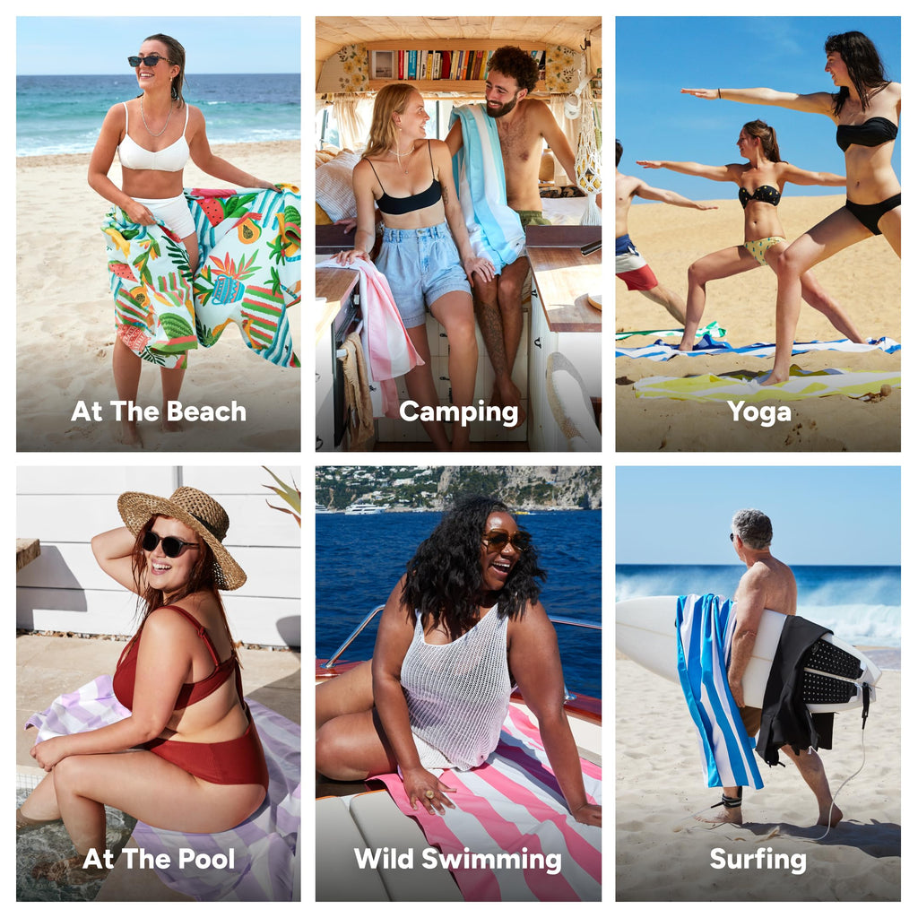 Dock & Bay Beach Towel - Quick Dry, Sand Free - Compact, Lightweight - 100% Recycled - Includes Bag - Tropicana Treat - Extra Large (200x90cm, 78x35)