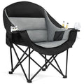 Oversized Camping Chairs for Adults - Heavy Duty Padded Outdoor Folding Lawn XL Camp Chair with Cup Holder Cooler Pockets for Outside Sports Beach Fishing Garden Portable Supports 500lbs, Black