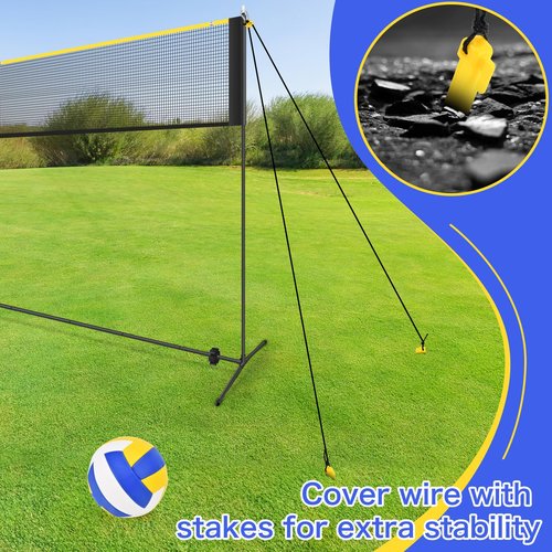 Badminton Pickleball Net, Adjustable Height Portable Badminton Net-2-in-1 Volleyball and Badminton Set, Pickleball Net for Tennis Indoor Outdoor Court