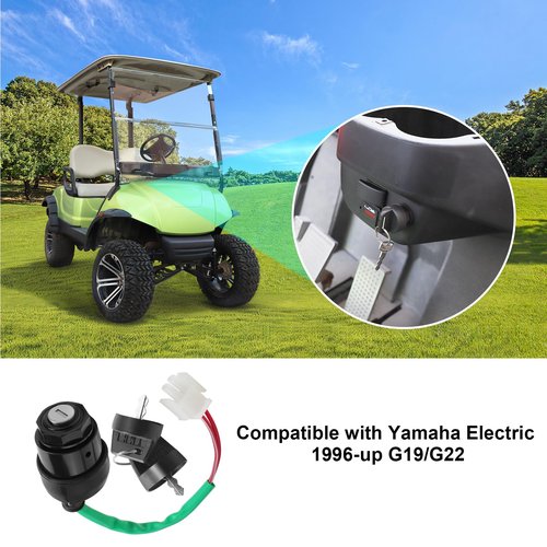 Roykaw Golf Cart Ignition Key Switch Compatible with Yamaha G19 (1996-2002) and G22 (2003-2007) Electric Models, Replaces OEM# JR1-82510-02-00