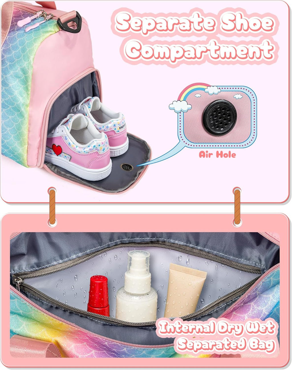 Skiennix Gym Bag for Girls - Personalized Weekender with Shoe Compartment & Makeup Pouch | Ideal Birthday & Graduation Gift (Letter Y)