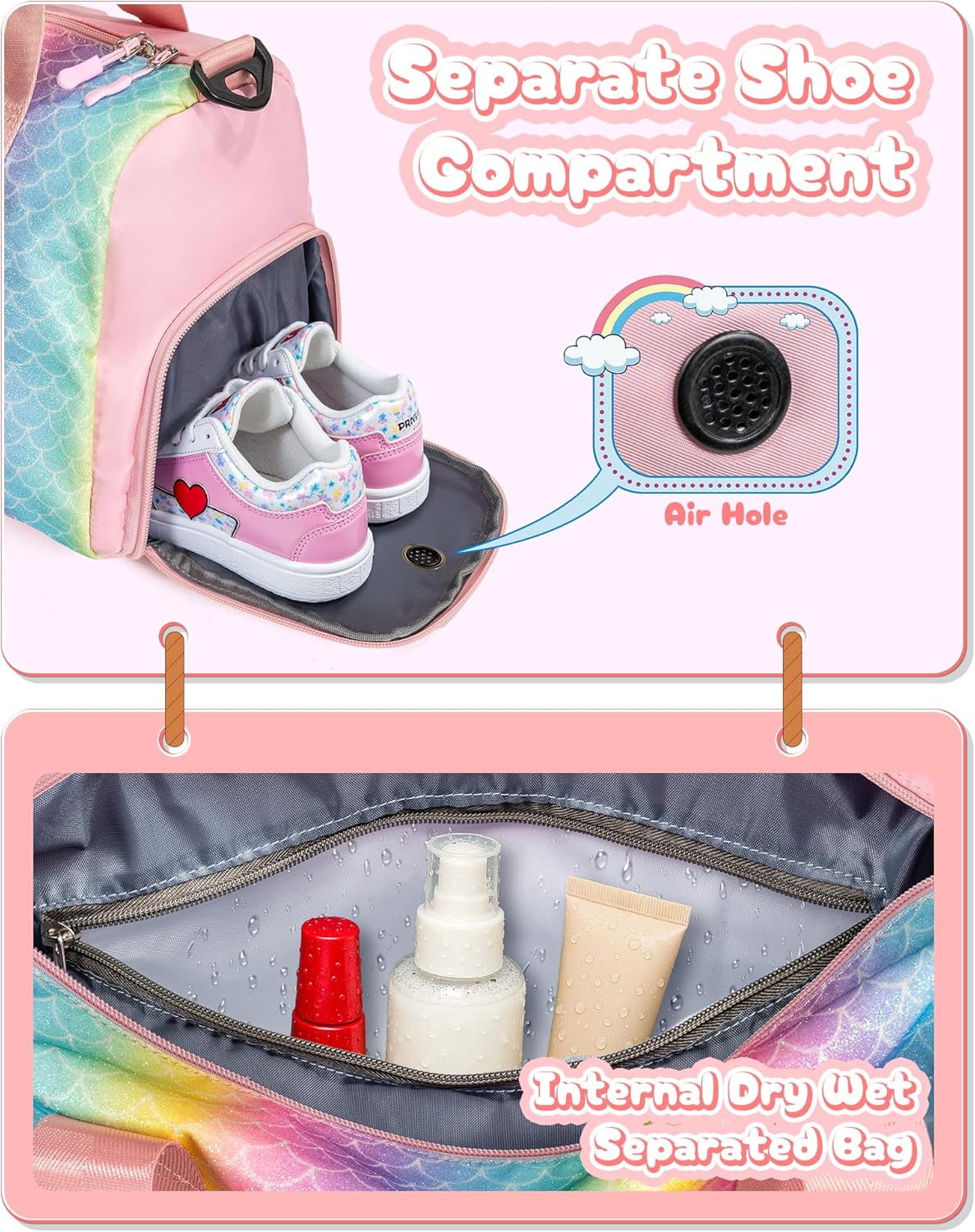 Skiennix Gym Bag for Girls - Personalized Weekender with Shoe Compartment & Makeup Pouch | Ideal Birthday & Graduation Gift (Letter Y)
