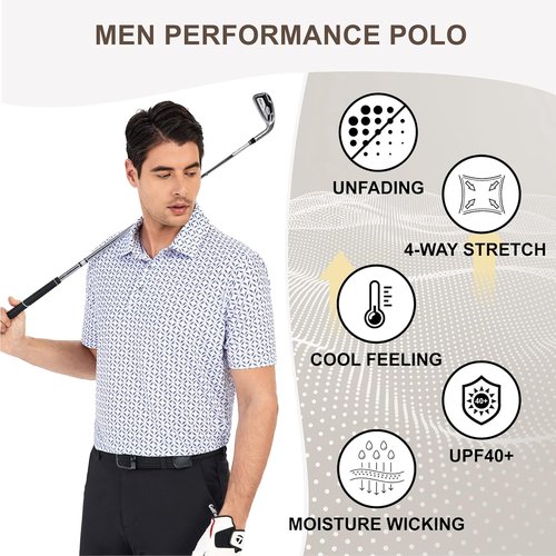 Damipow Premium Golf Shirts - Men's Dry Fit Performance Polo | Short Sleeve Collared Design