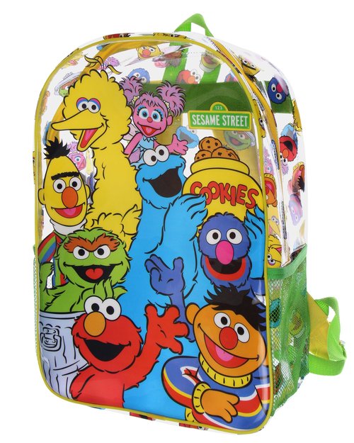 INTIMO Sesame Street Elmo Big Bird Cookie Monster Clear Travel Backpack For Daily Use 16"