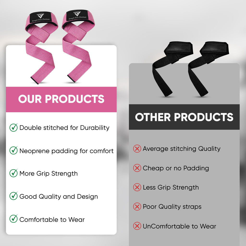 Weight Lifting Straps for Women, Powerlifting Deadlifting, Anti Slip 60cm Hand Bar Grip, 5mm Neoprene Wrist Support, Heavy Duty Weightlifting Bodybuilding Workout (Pink)