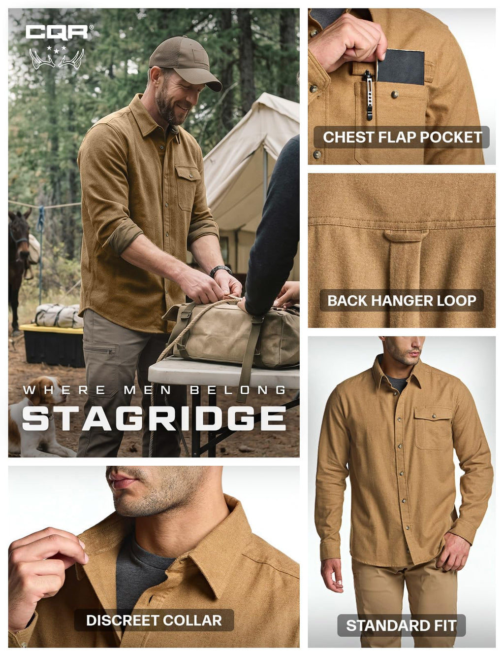CQR Men's 100% All Cotton Button Down Flannel Shirts, Long Sleeve Brushed Warm Soft Casual Outdoor Plaid Shirt, Corduroy Wheat Brown, X-Small