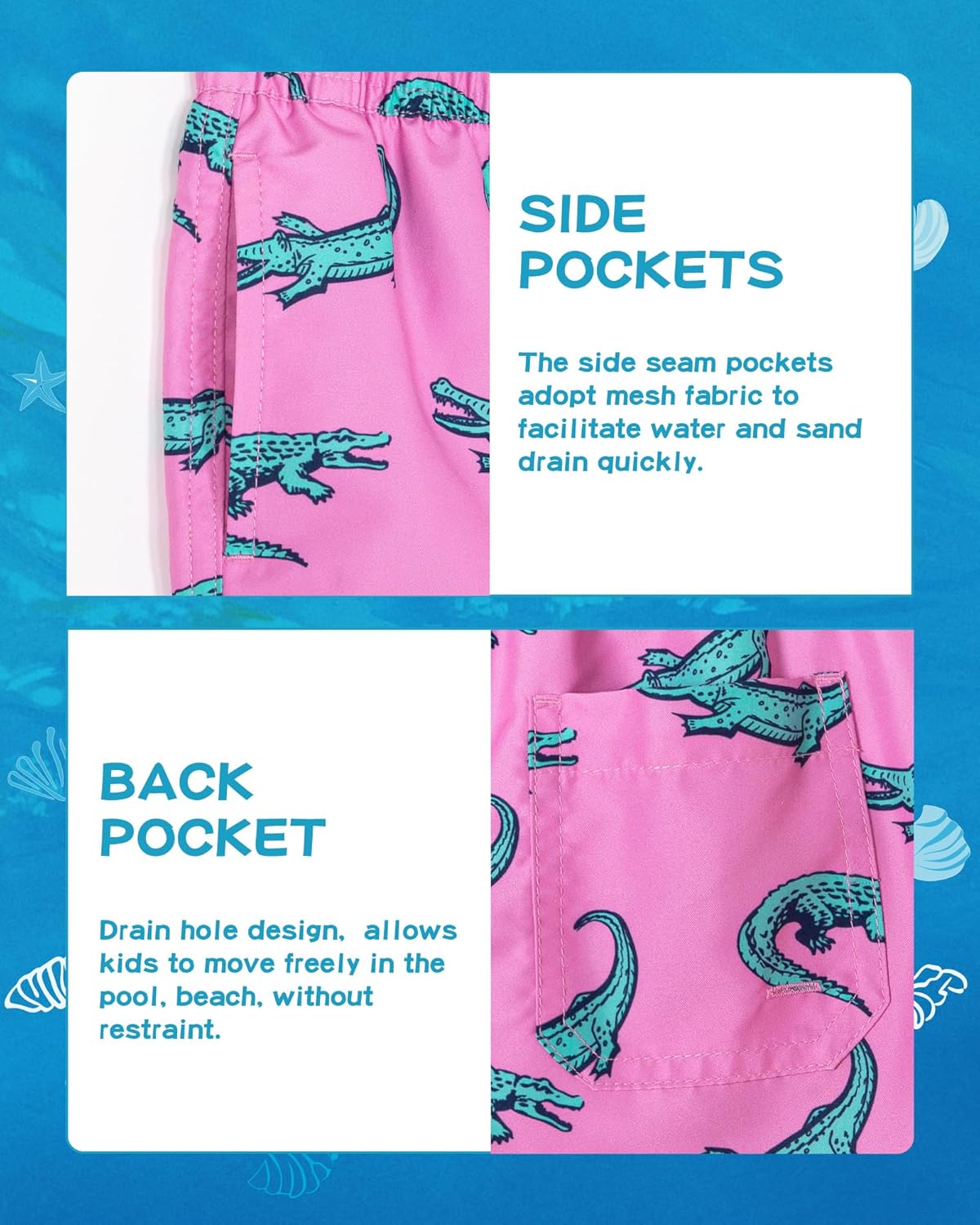 SURF CUZ Boys Swim Trunks - UPF 50+ Quick Dry Bathing Suit for Toddlers | Mesh Beach Boardshorts