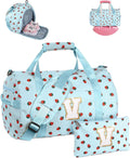 Skiennix Personalized Girls Gym Bag - Toddler Weekend Duffel with Shoe Compartment & Makeup Bag | Initial Travel Tote (Letter V)