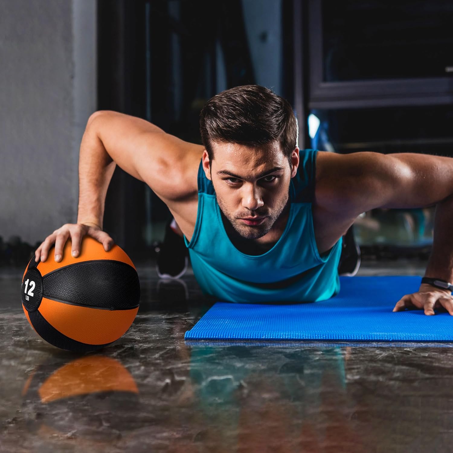 Skiennix 12lb Slam Medicine Ball - Textured Rubber Grip for Core Strength & Flexibility Training
