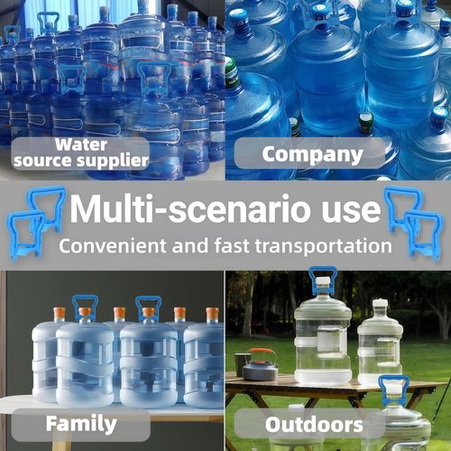 5 Gallon Water Bottle Carrier 2Pcs Set with 4 Jug Cap Jug Carrier, Heavy-Duty Ergonomic Handle with Dual-Mode Lift, Non-Slip Design for Easy and Secure Carrying, Fits Standard 5-Gallon Water Jugs