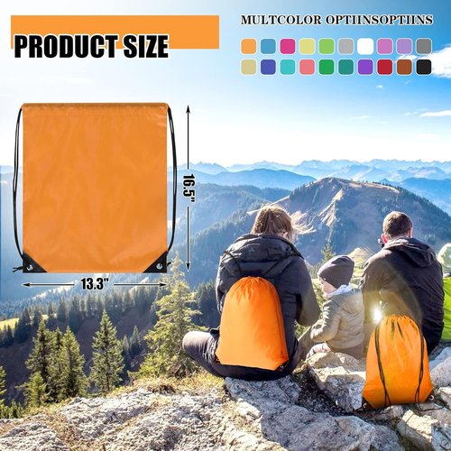Grneric Drawstring Backpack - 60 Pieces Cinch Sackpack for Gym, Parties & Trips | Orange
