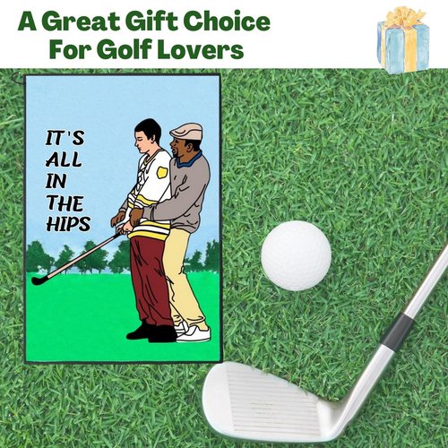 Funny Golf Towel, Printed Golf Towels for Golf Bags with Clip, Golf Gift for Men Husband Boyfriend Dad, Birthday Gifts for Fan - It's All in The Hips