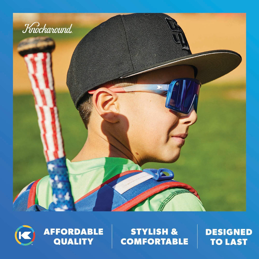 Knockaround Kids Campeones Sport Sunglasses for Kids - Shield Sunglasses - UV400 Protection - Baseball