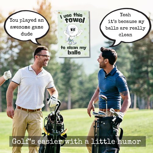 Funny Golf Towels- Golf Themed Gag Gifts for Men Who Have Everything, Golf Towels for Golf Bags with Clip for Men, Funny, Unique Accessories (Clean)