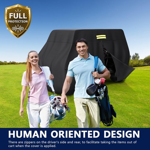 moveland 6 Passenger Golf Cart Cover Heavy Duty 600D Polyester All Weather Fits for Most 4+2 Yamaha EZGO Club Car Honda(Black, 138 x 48 x72 inch)