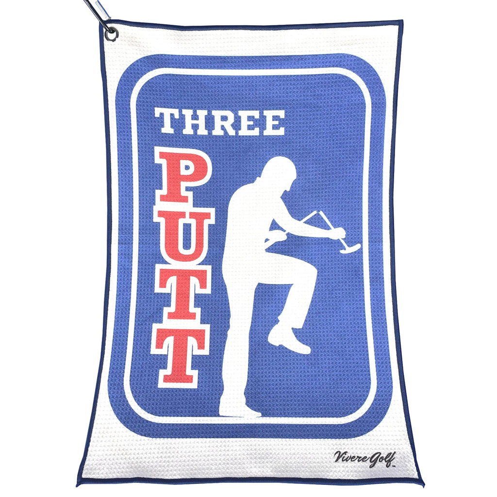 Three Putt Funny Golf Towel for Golf Bag | Golf Towels for Men, Golf Accessories for Men | Microfiber Fabric, Designs On Front & Back, Clip Included (16x24in)