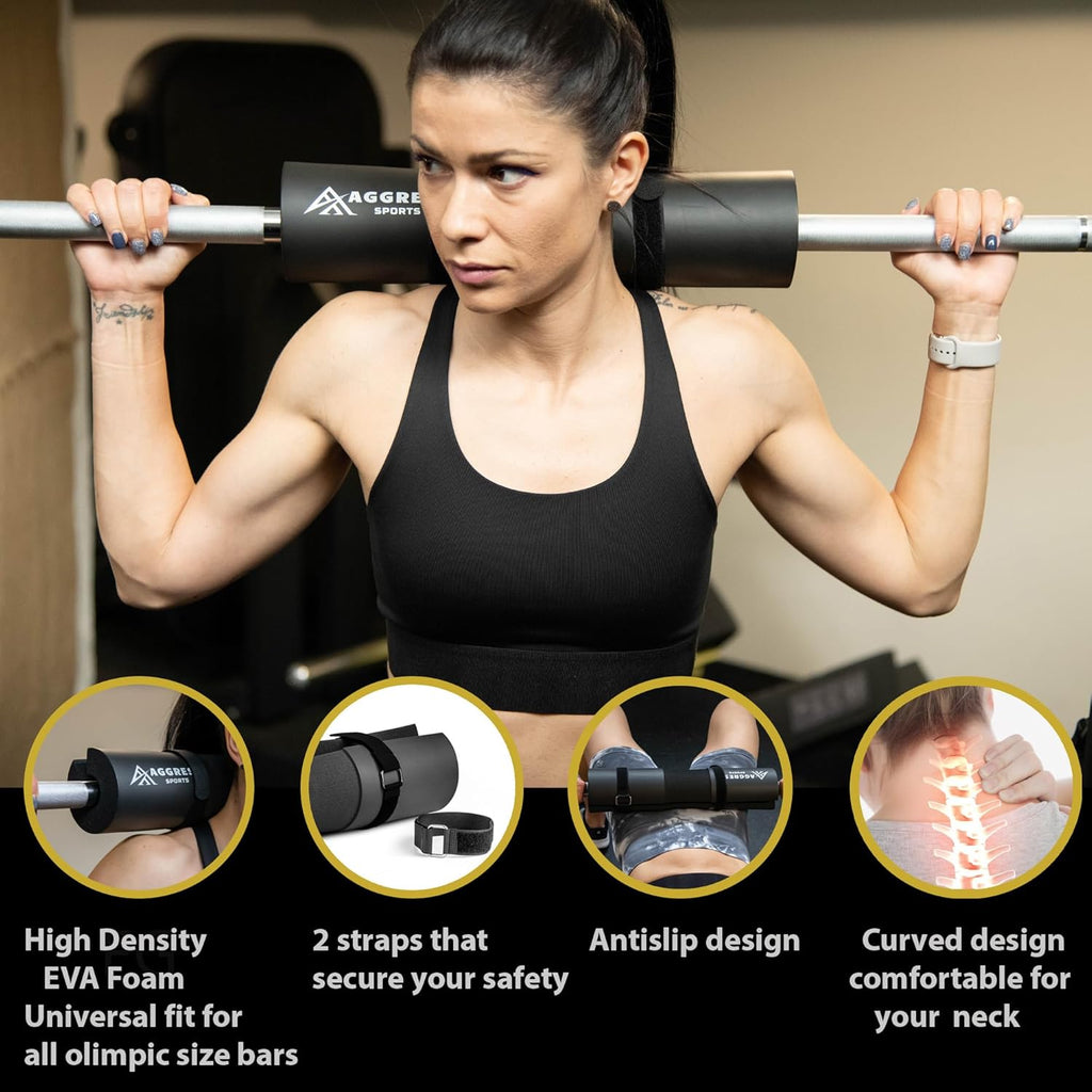Premium Barbell Pad Set - Hip Thrust & Squat Pad with Ankle Straps & Resistance Bands | Gym Accessories for Women