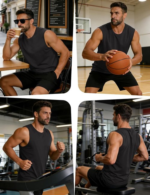 Cotrasen Men's Tank Top - UPF 50+ Lightweight Cotton Sleeveless Gym Tee | Casual Cooling Muscle Shirt