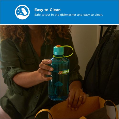 Nalgene 32 oz Narrow Mouth Water Bottle - BPA-Free, Durable & Leak-Proof | Lightweight Cerulean Color for Gym & Travel