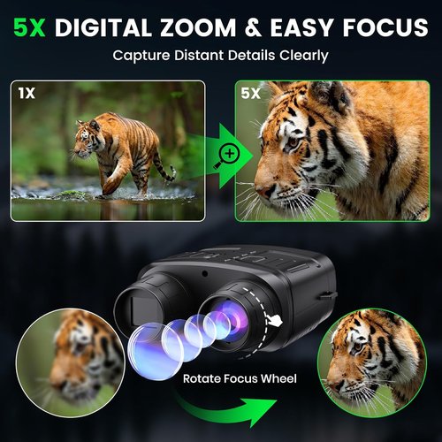 HEXEUM Night Vision Goggles - 4K Night Vision Binoculars for Adults, 3'' HD Screen Binoculars can Save Photo and Video with 32GB TF Card, Black, NV4000
