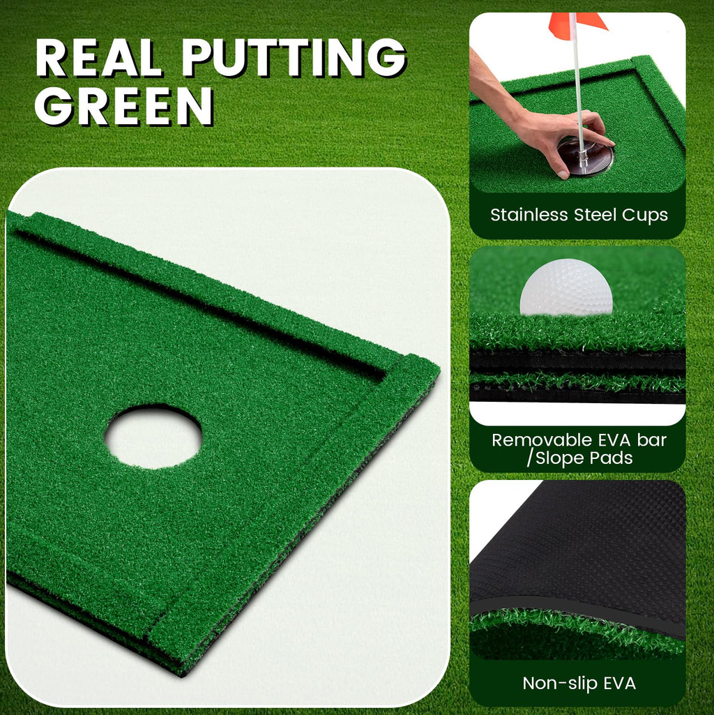 Putting Green Golf Putting Mat Non-Slip Professional Practice Trainning Mat for Indoor Outdoor (Putting Green)