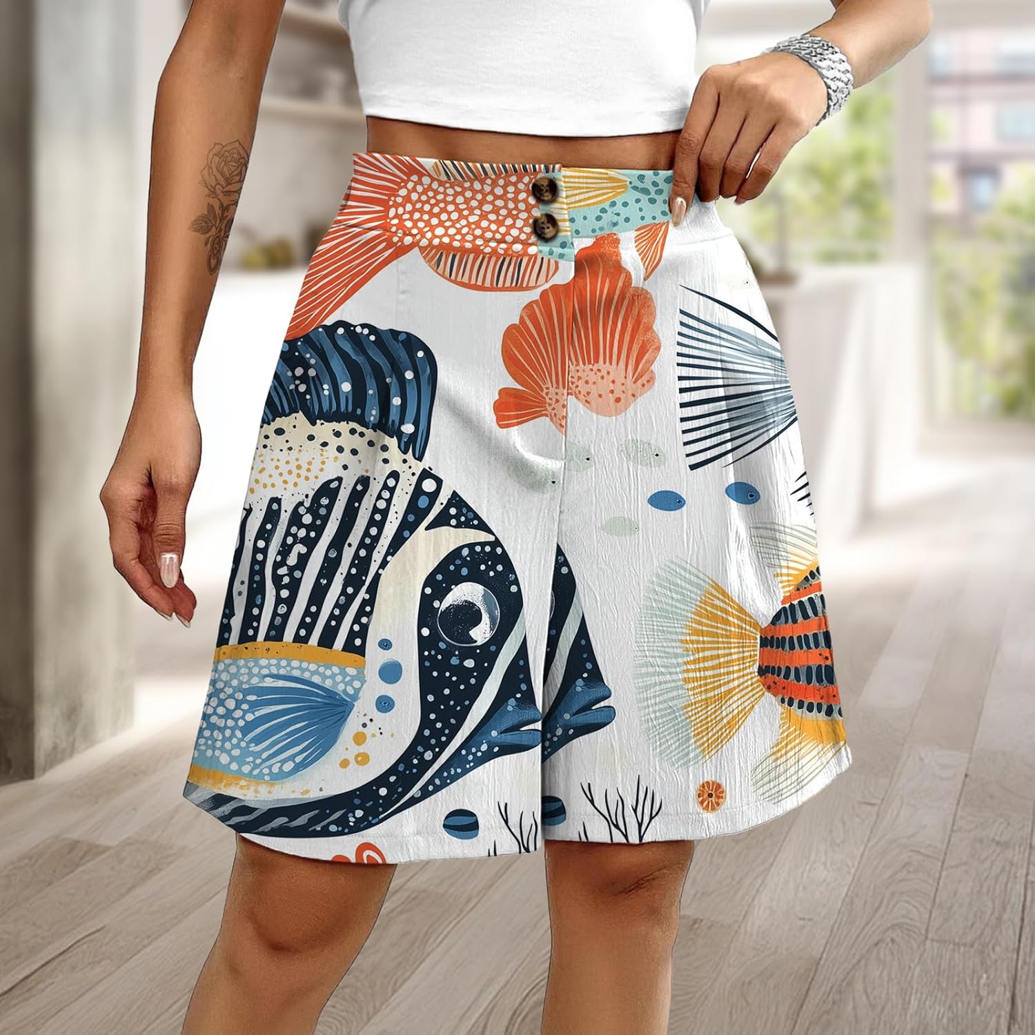 Skiennix Cute Summer Shorts for Women - Trendy Soft Pleated Loose Fit | Lightweight Wide Leg Design