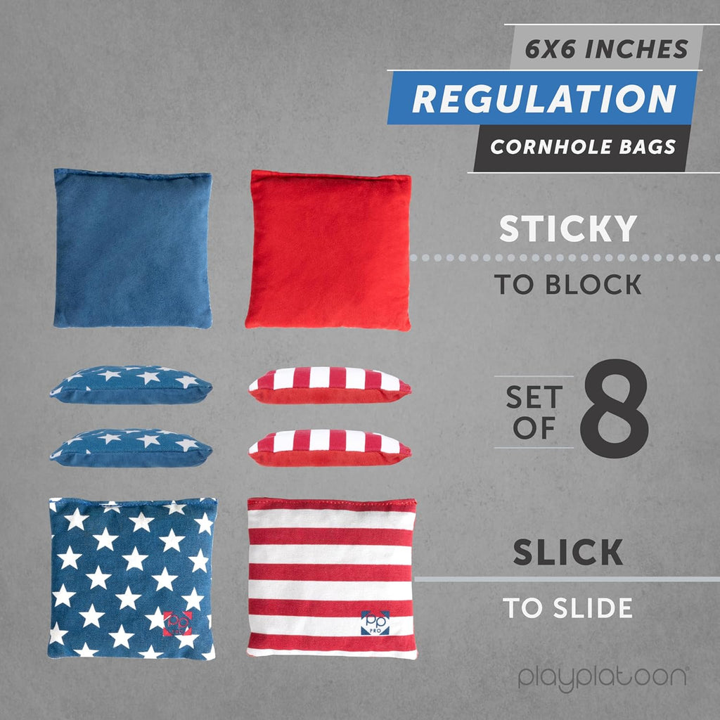 Skiennix Professional Cornhole Bags - Set of 8 All-Weather Double-Sided Bean Bags for Pro Gameplay