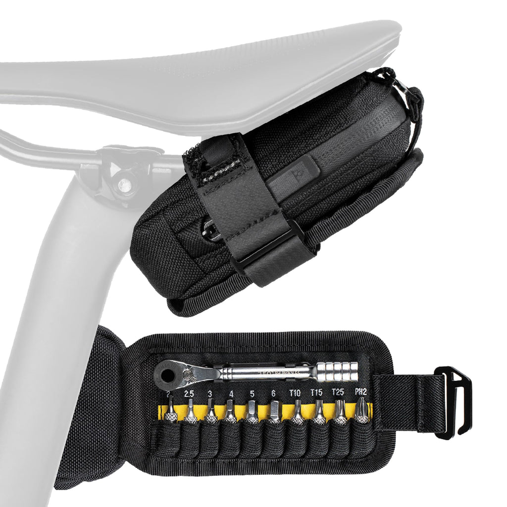 Topeak Elementa GearBag or GearBag EX – Compact Under-Seat Bike Bag with Ratchet Tool Set, 0.3L Storage
