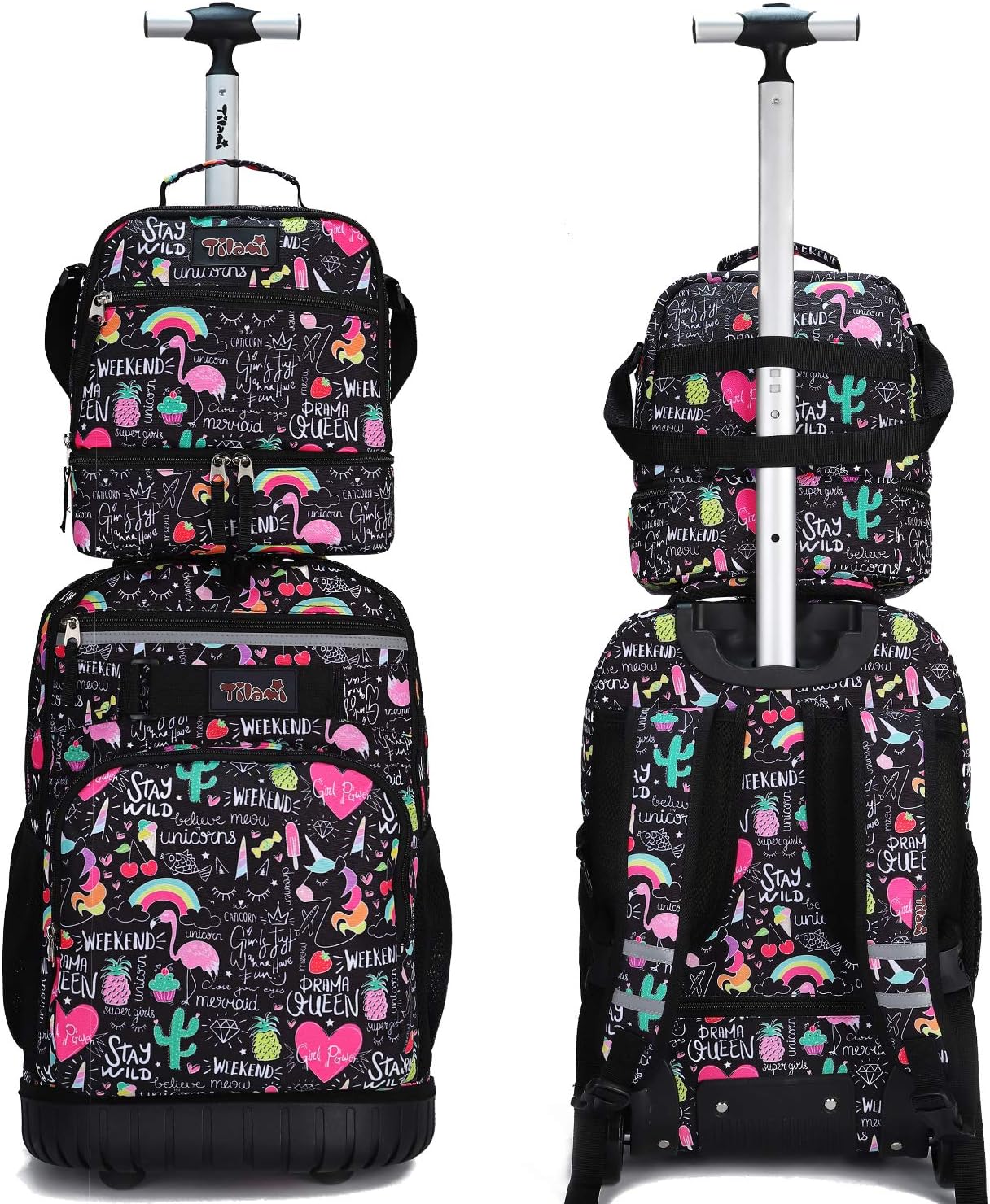 Tilami Rolling Backpack - 19 Inch Wheeled Laptop Bag with Lunch Bag | Insulated & Stylish
