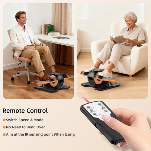 Under Desk Elliptical Machine with Remote Control, 12-Speed Electric Leg Exerciser for Home & Office, Quiet Portable Pedal Exerciser for Adults, Seniors and Everyone Seeking Easy Fitness