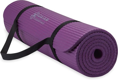 Gaiam Yoga Mat - Thick 10mm Pilates & Exercise Mat with Easy-Cinch Strap for Home & Gym Workouts