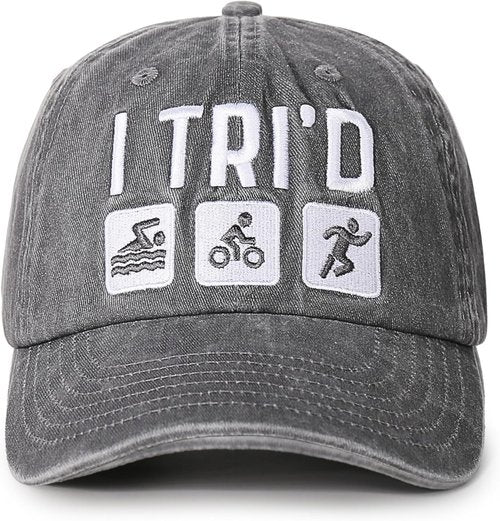 InnoBeta Triathlon Hat - Adjustable Embroidered Baseball Cap for Men & Women | Gray Gift Idea