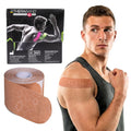 TheraBand Kinesiology Tape - Long-Lasting Athletic Support with XactStretch Indicators | Beige, 1 Roll, Latex-Free & Water Resistant
