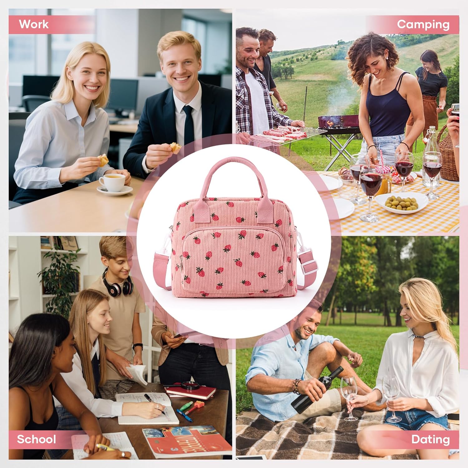Regine Switzerland Insulated Lunch Bag - Stylish Corduroy Tote for Women | Reusable Cooler for Work & Travel