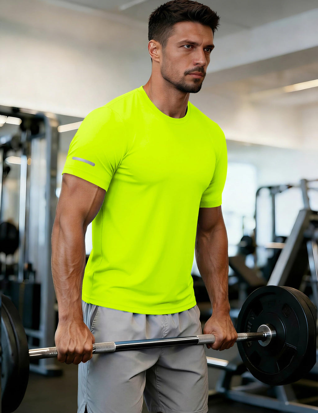 MAGCOMSEN Workout Shirts for Men Sun Protection Quick Dry Moisture Wicking Short Sleeve Tshirt Athletic Running Gym Dry Fit Rash Guard Green L