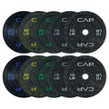 CAP 260 lb Economy Speckled Olympic Bumper Plate Set 2-Inch Olympic Plates, Medium Bounce Rubber Weight Plates with Steel Hub for Weightlifting, Strength Training & Home Gym Workouts