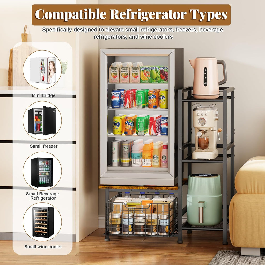 Yuyetuyo Mini Fridge Stand - Stylish Coffee Bar & Wine Cabinet Storage for Dorm, Apartment, Office