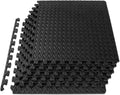 ProsourceFit Puzzle Exercise Mat - Interlocking EVA Foam Tiles for Home Gym | Black, 24" x 24" - 6 Tiles