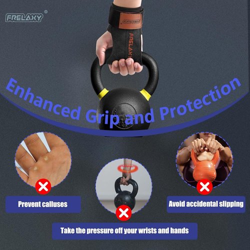 Frelaxy Weight Lifting Wrist Straps - Cushioned Grips with Double Layer Leather | Gym Workout Essentials