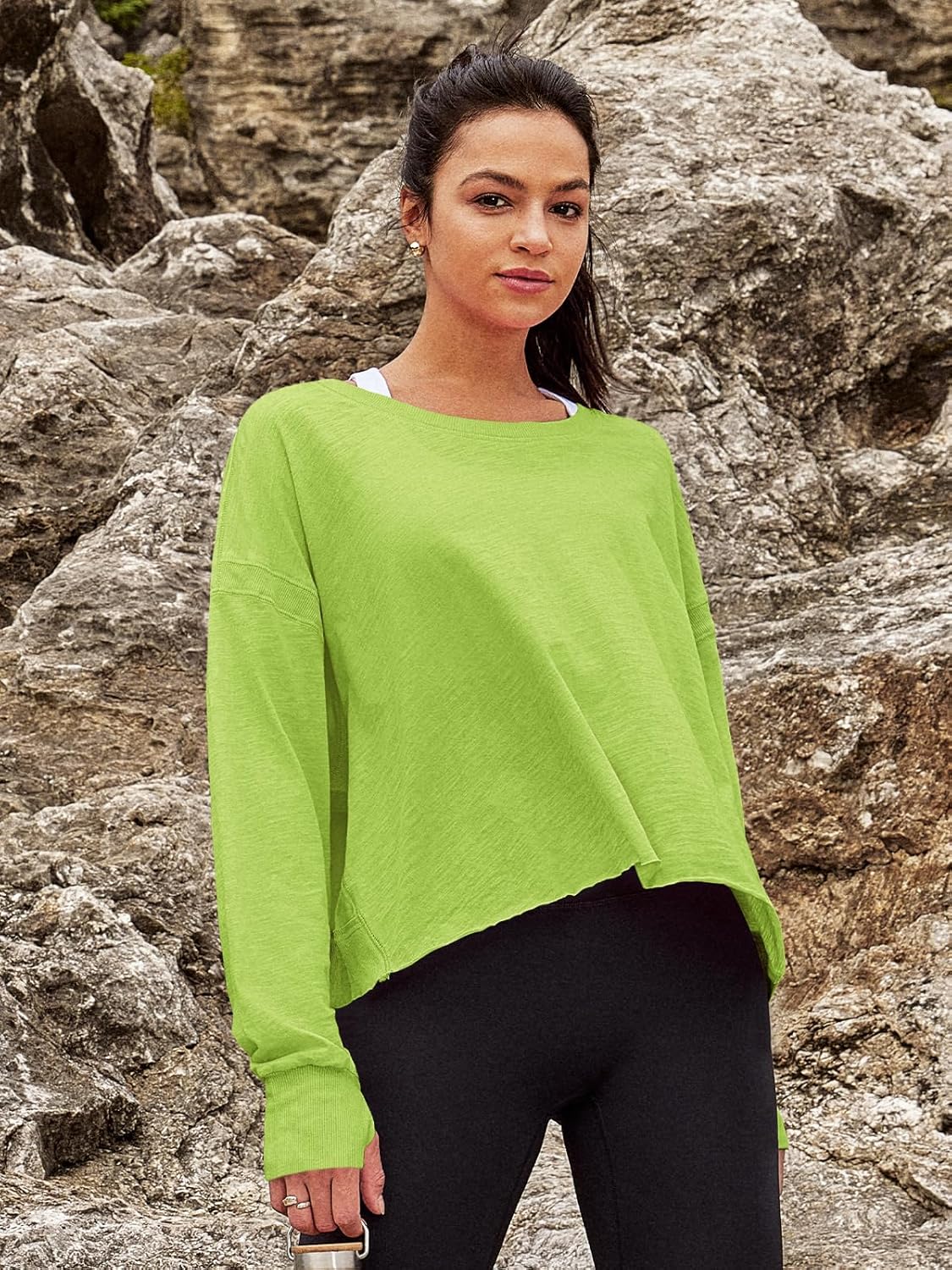 Panadila Women's Open Back Workout Top - Long Sleeve Casual Crop Tee for Yoga & Running