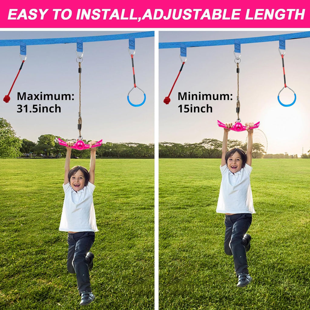 YAMIPROBI Ninja Twister Swing Set - 360° Handle for Twist & Spin Fun | Kids Ninja Warrior Accessories - Pink