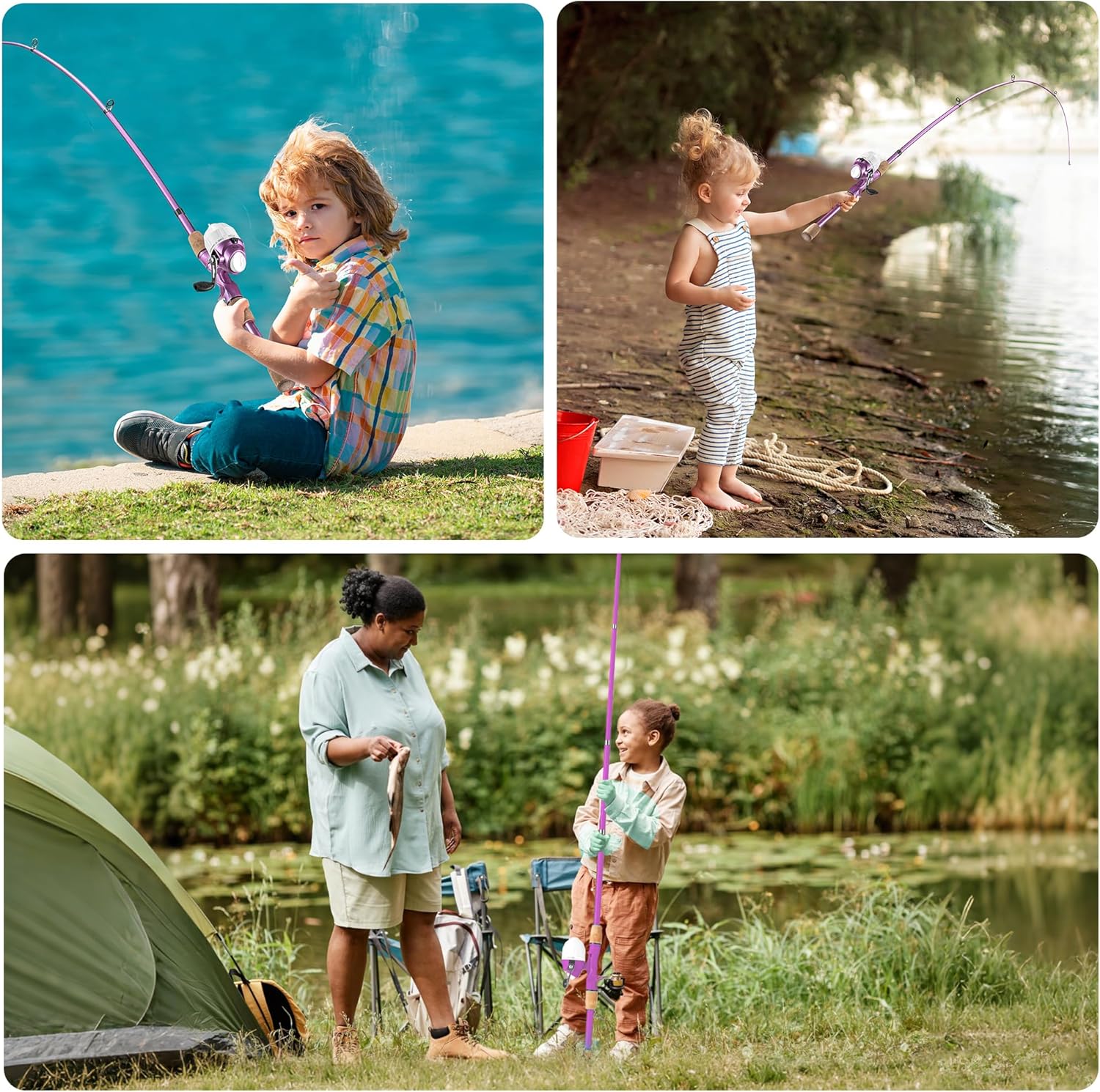 WIDDEN Kids Fishing Pole, Portable Telescopic Kids Fishing Poles for Boys and Girls, Fishing Rod and Reel Combo Kit with Tackle Box Bag Net, Best Fishing Pole for Toddler Youth and Beginners